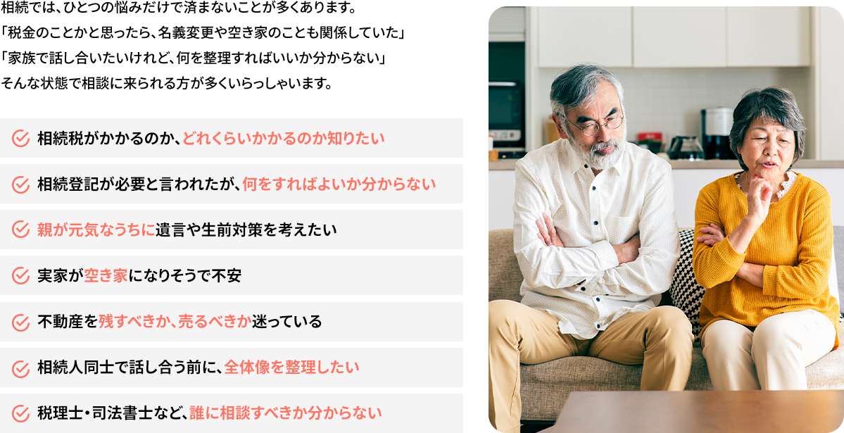 相続のことを何から手をつければよいか分からず悩む方への相続相談案内